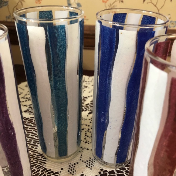 Mid Century Modern Striped Cocktail Glasses - Picture 3 of 6